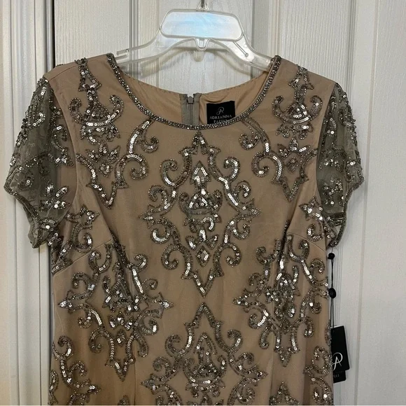 Adrianna Papell Tan and Silver Embellished Dress - Picture 5 of 12